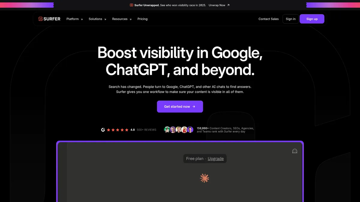 Surfer SEO kuvakaappaus